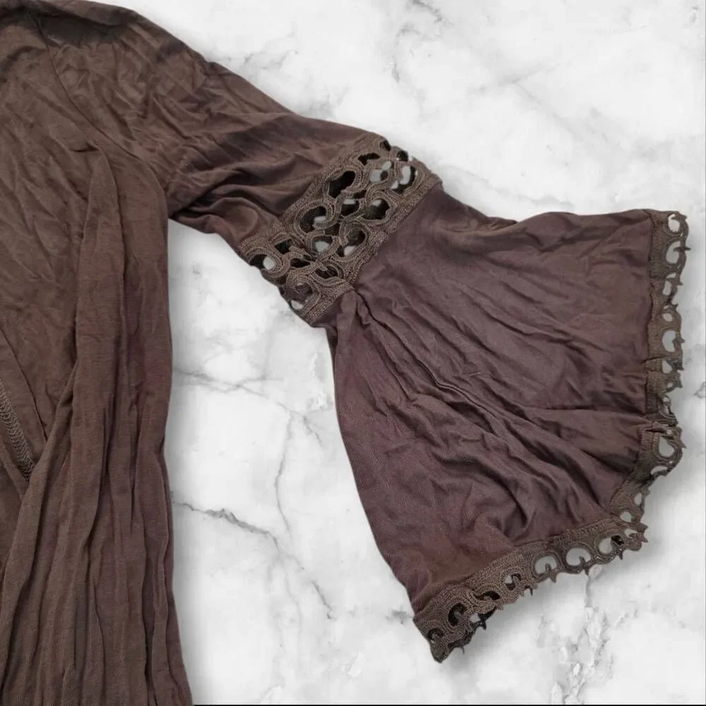 Kontrol Size Large Brown Long Sleeve Cardigan